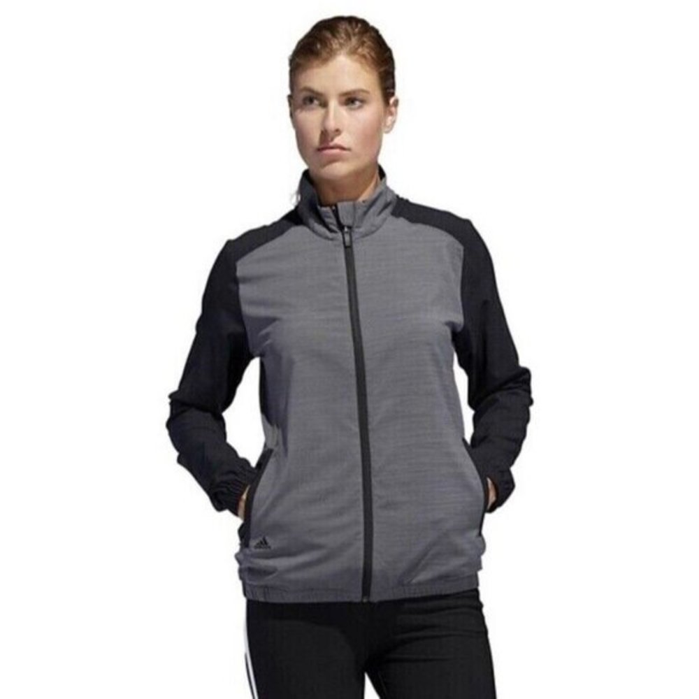 Adidas Women's Black Heather Block Full-Zip Wind Active Jacket Size XS